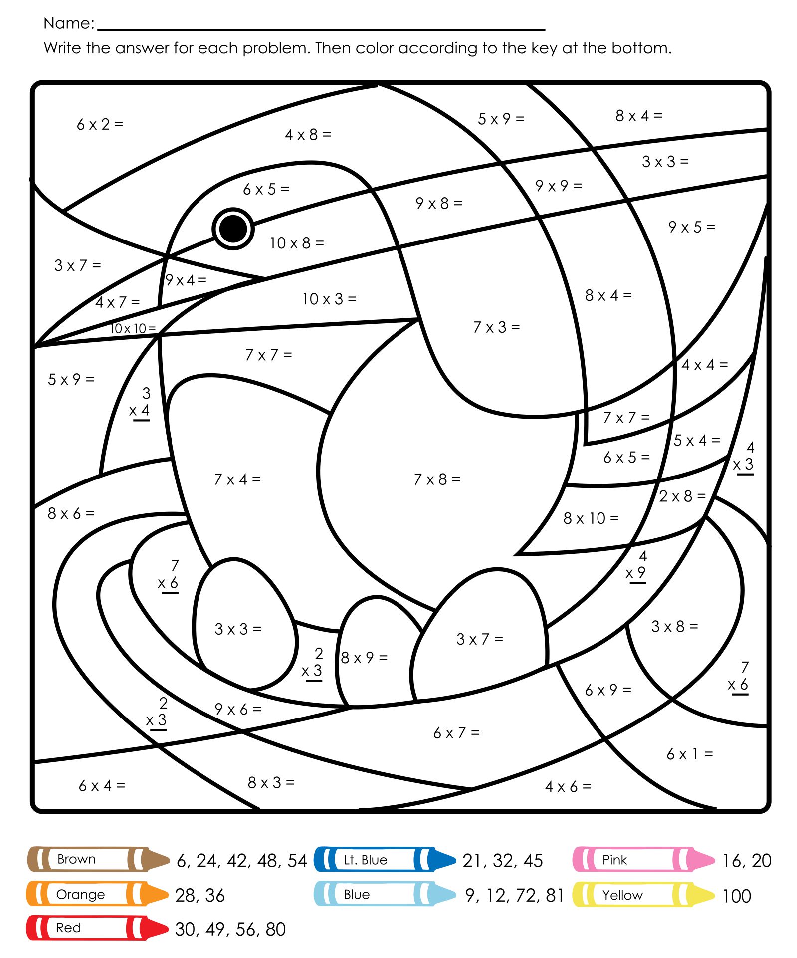 10 Best Free Printable Multiplication Coloring Worksheets - printablee.com