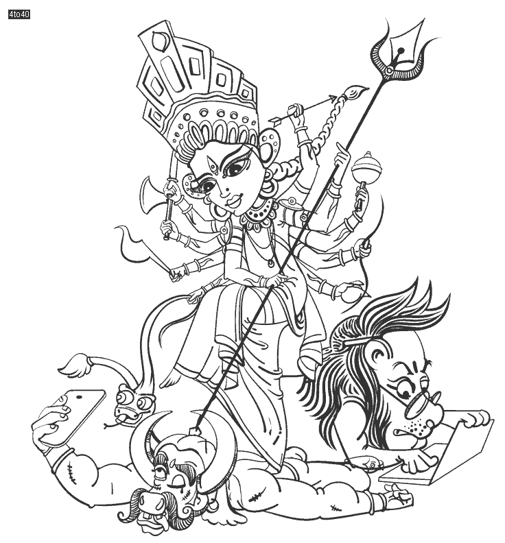 Images of the goddess—astride a lion, attacking the demon king  Mahishasura—are placed at various pandals - Kids Portal For Parents