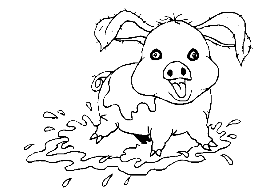 pig in mud coloring page - Clip Art Library