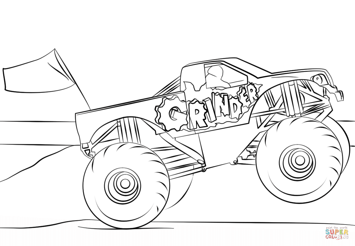 Grinder Monster Truck coloring page | Free Printable Coloring Pages