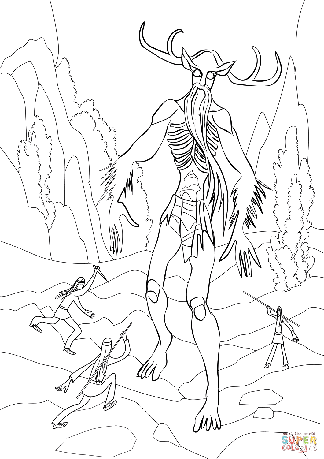 Wendigo coloring page | Free Printable Coloring Pages