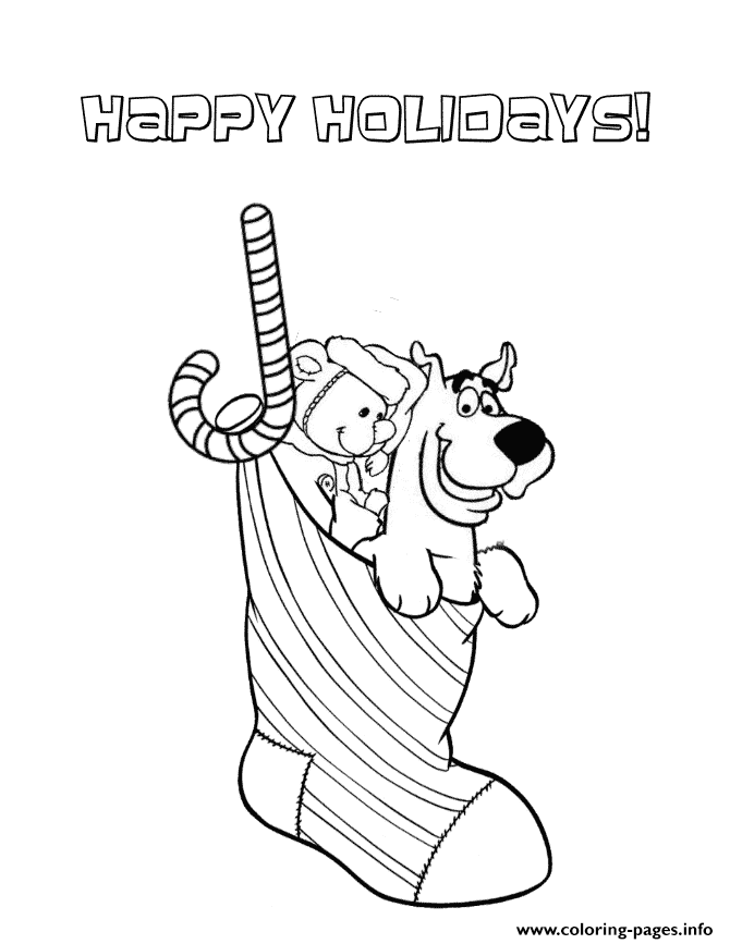 Scooby Doo In Christmas Socks Coloring Pages Printable