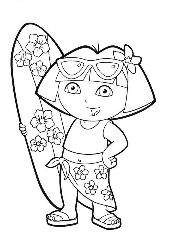 dora colering pick | dora beach coloring pages dora beach coloring ...