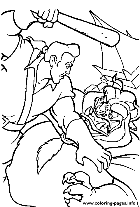 Gaston Wants To Punch Beast Disney Princess D058 Coloring Pages ...