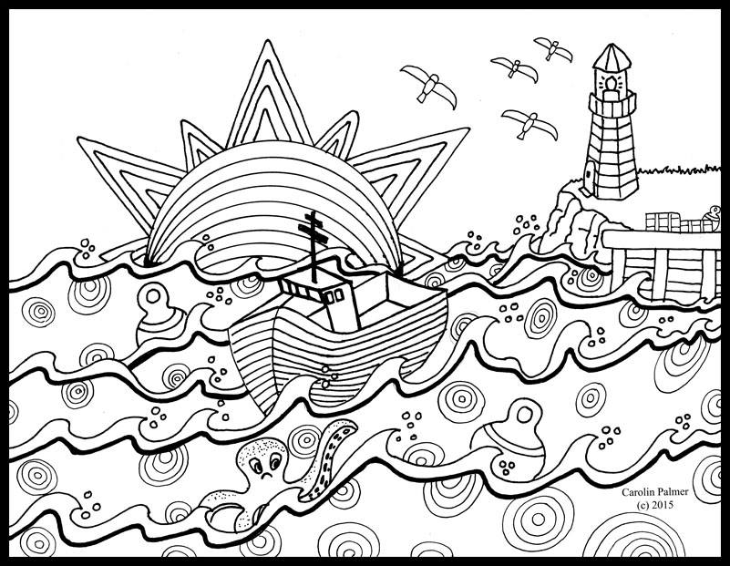 Nautical coloring pages for adults