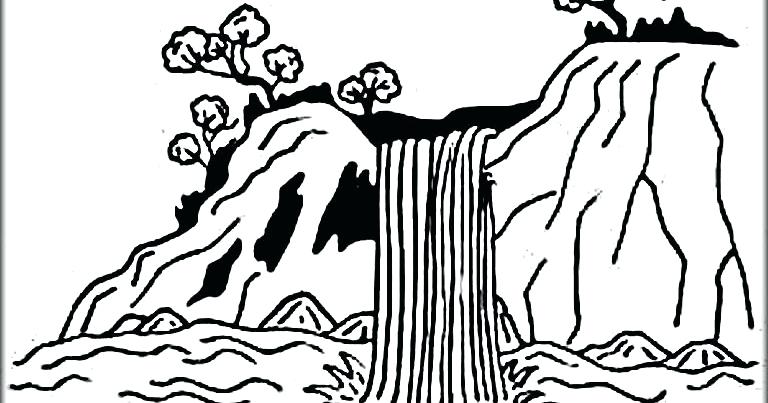 Waterfall Coloring Page Pages Printable Forest – sunoven.co