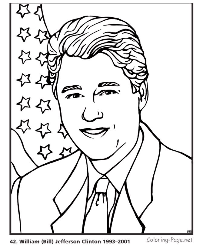 Bill Clinton - US President coloring page | American History ...