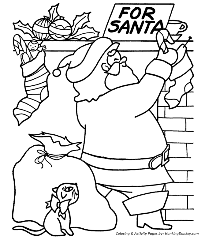 Christmas Eve Coloring Pages - Santa makes his Deliveries Coloring Sheet |  HonkingDonkey
