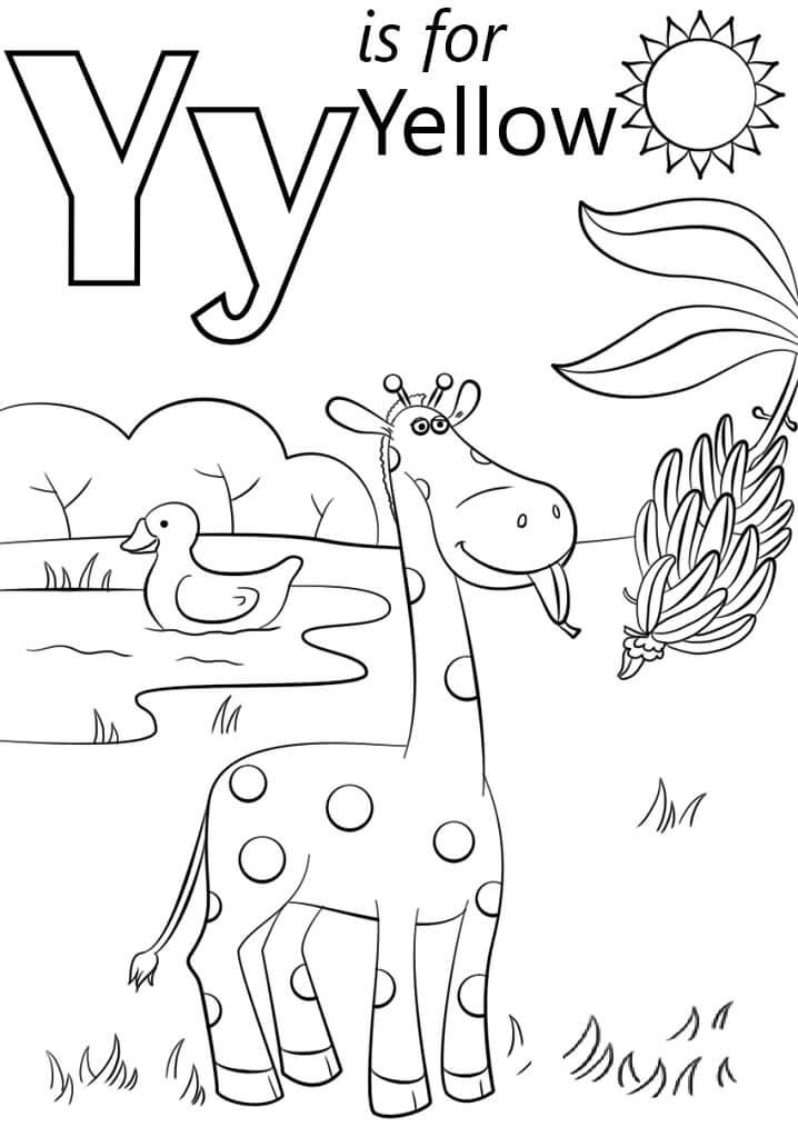 Yellow Letter Y Coloring Page - Free Printable Coloring Pages for Kids