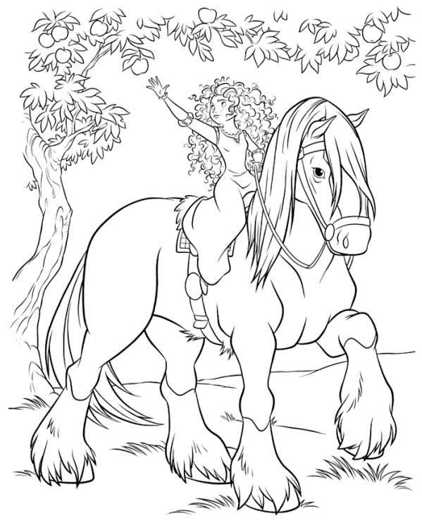 Kids-n-fun.com | Coloring page Disney horses Merida Angus Brave