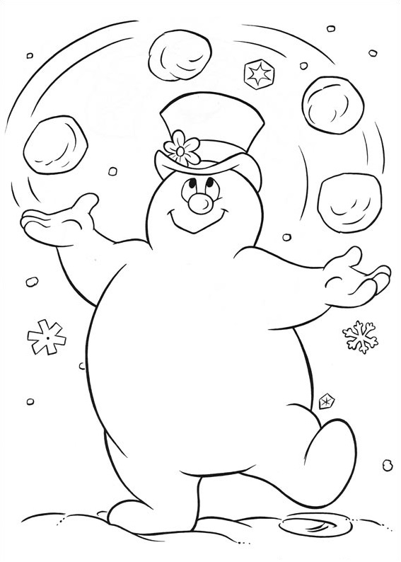 Frosty Playing Snowballs Coloring Page - Free Printable Coloring Pages for  Kids