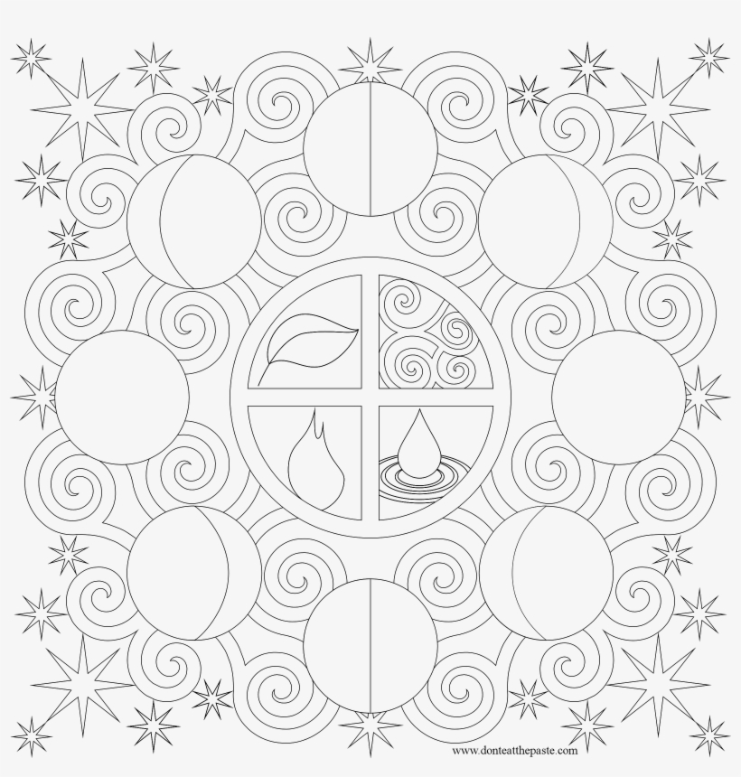 Large Transparent Png Version- - Moon Phases Coloring Page - 1600x1600 PNG  Download - PNGkit