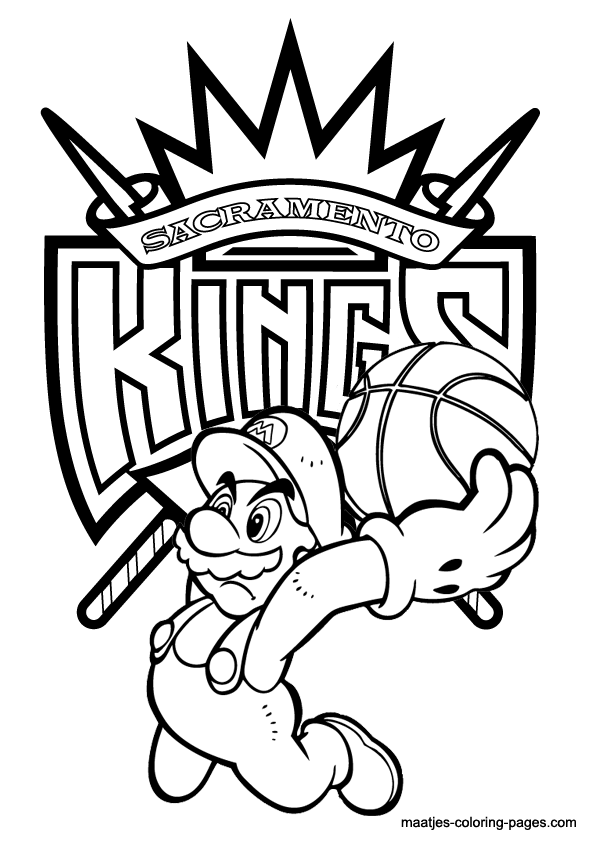 Sacramento Kings and Super Mario NBA coloring pages