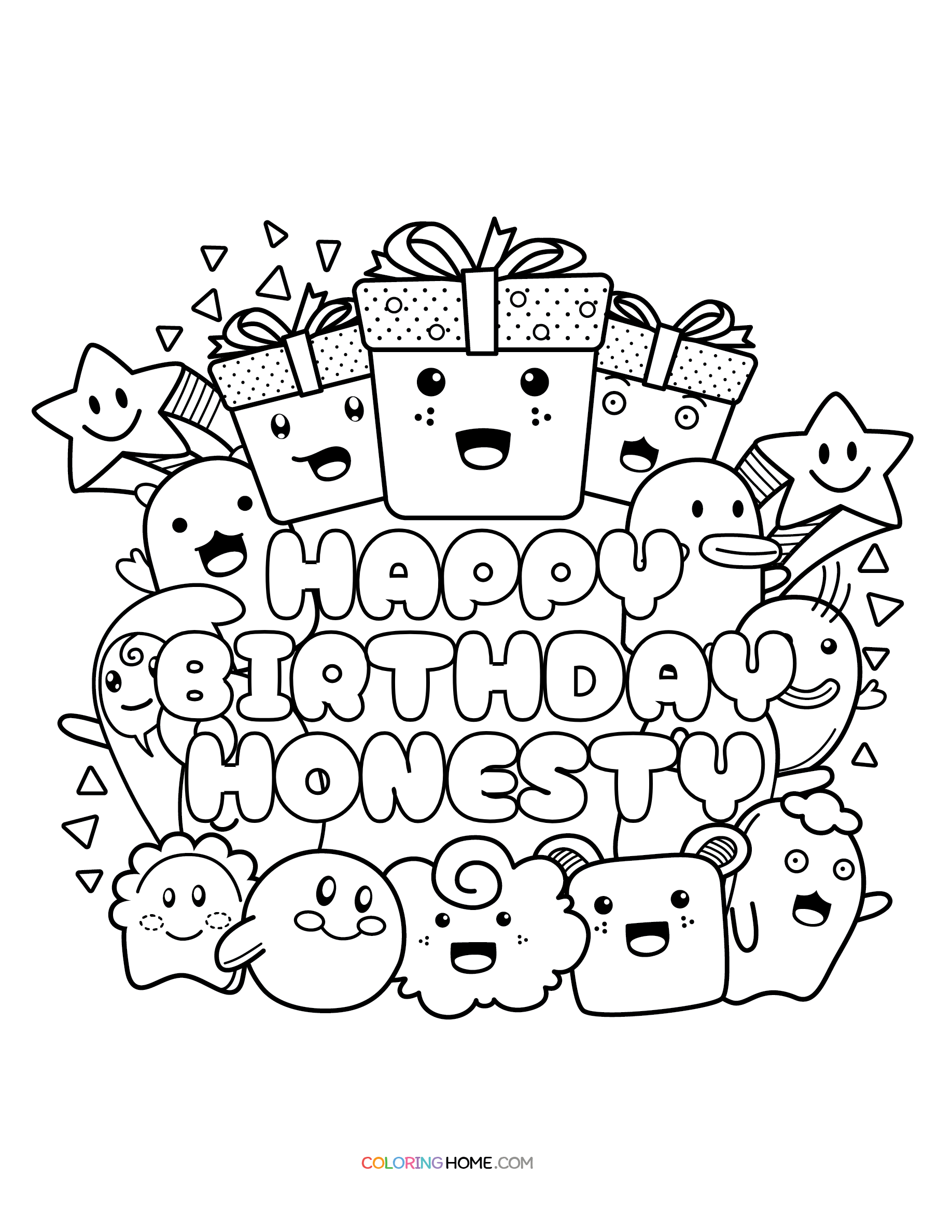 Happy Birthday Honesty coloring page
