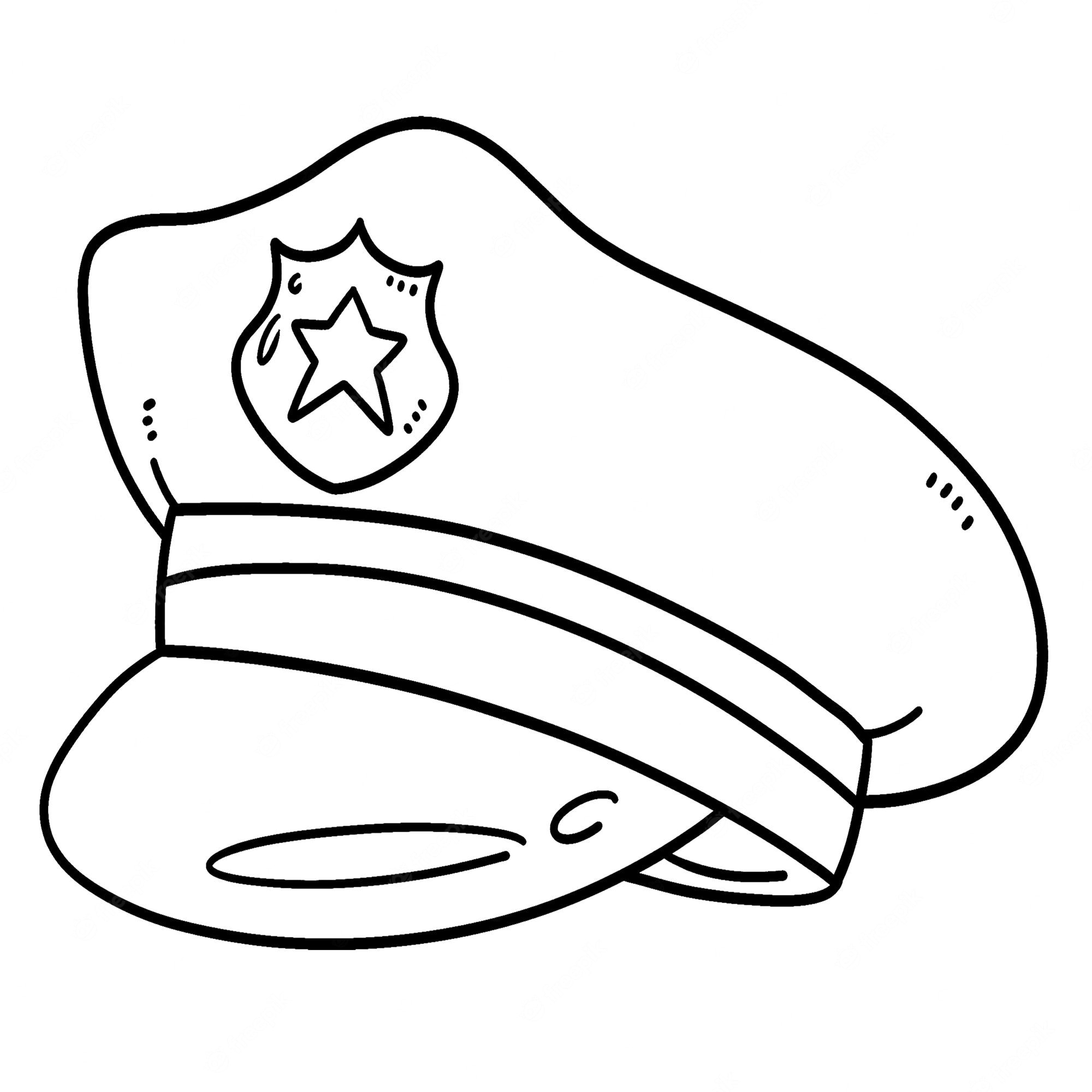 Premium Vector | Police hat isolated coloring page for kids