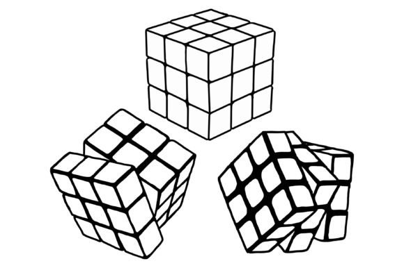 Set of Rubik's Cube Toy Line Art Vector Graphic by Arief Sapta Adjie ·  Creative Fabrica