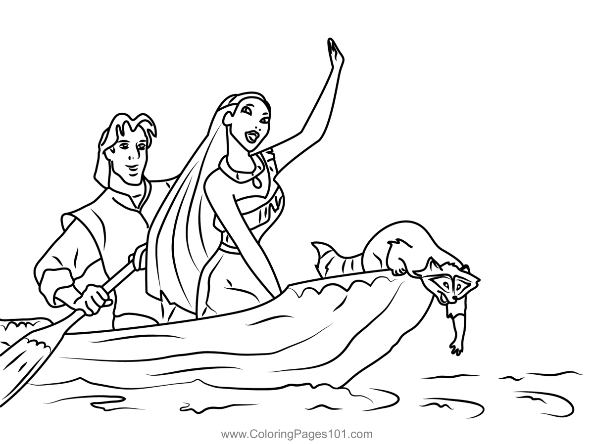 Pocahontas And John Smith Coloring Page for Kids - Free Pocahontas  Printable Coloring Pages Online for Kids - ColoringPages101.com | Coloring  Pages for Kids