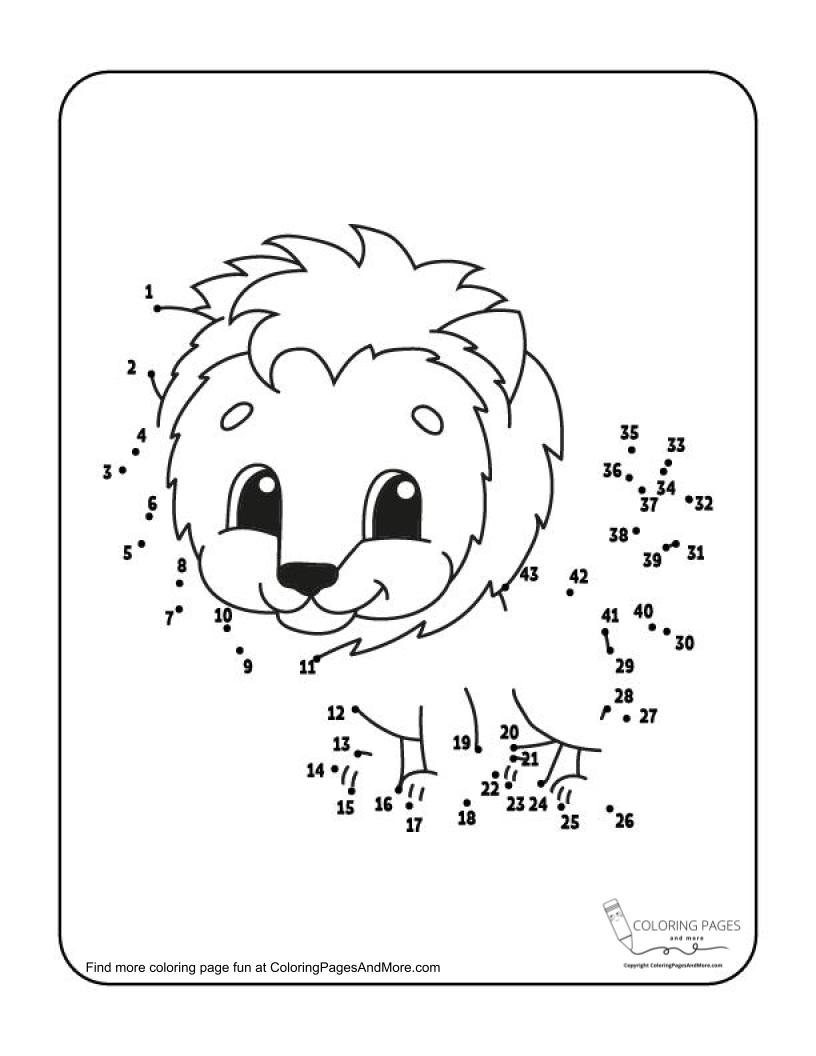 Lion Dot-to-Dot Coloring Page - Coloring Pages and More