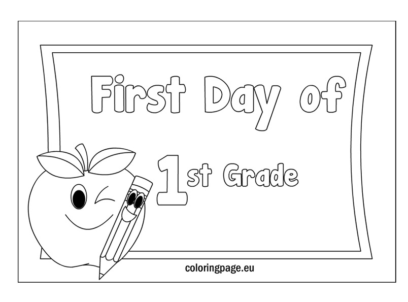 First Grade Coloring Page Free