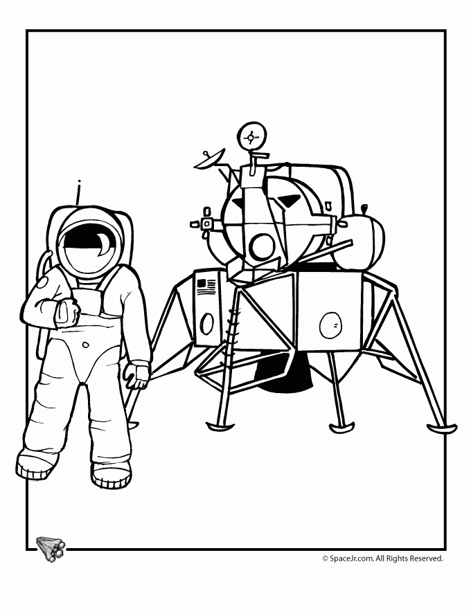 astronauts on moon coloring page - Clip Art Library