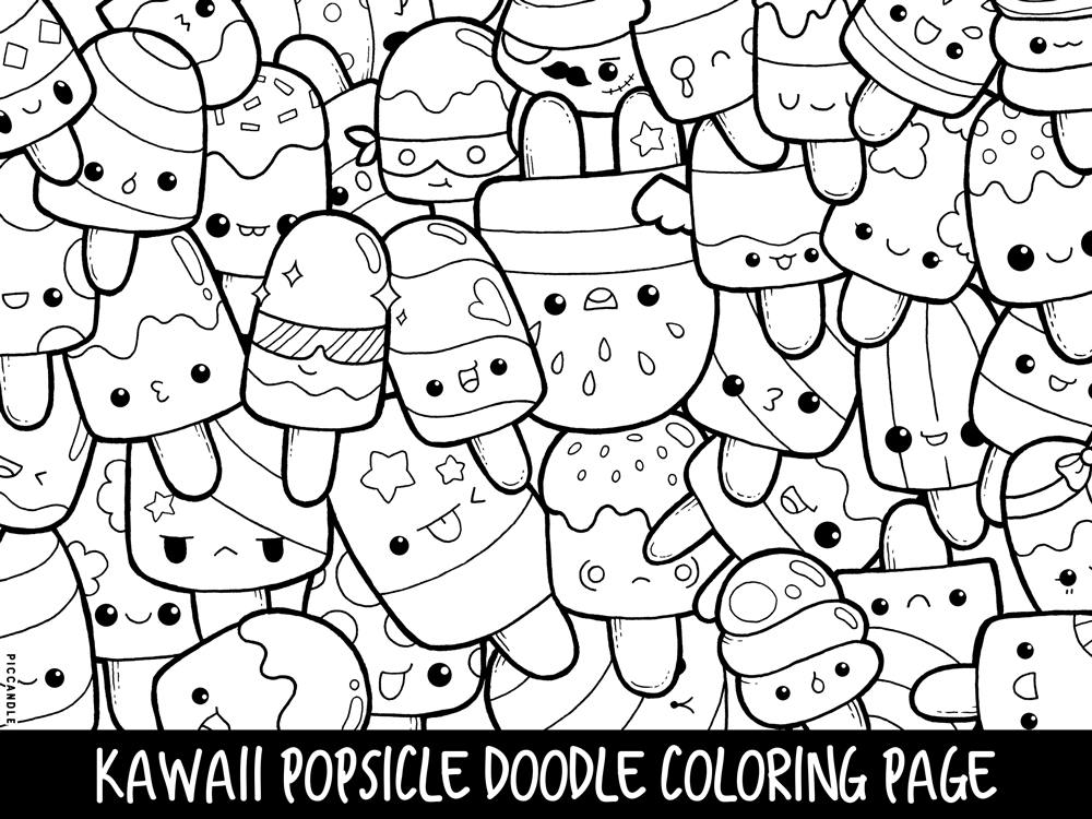 Popsicle Doodle Coloring Page Printable Cute/Kawaii Coloring | Etsy
