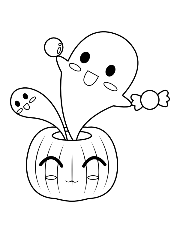 Printable Ghosts and Pumpkin Coloring Page