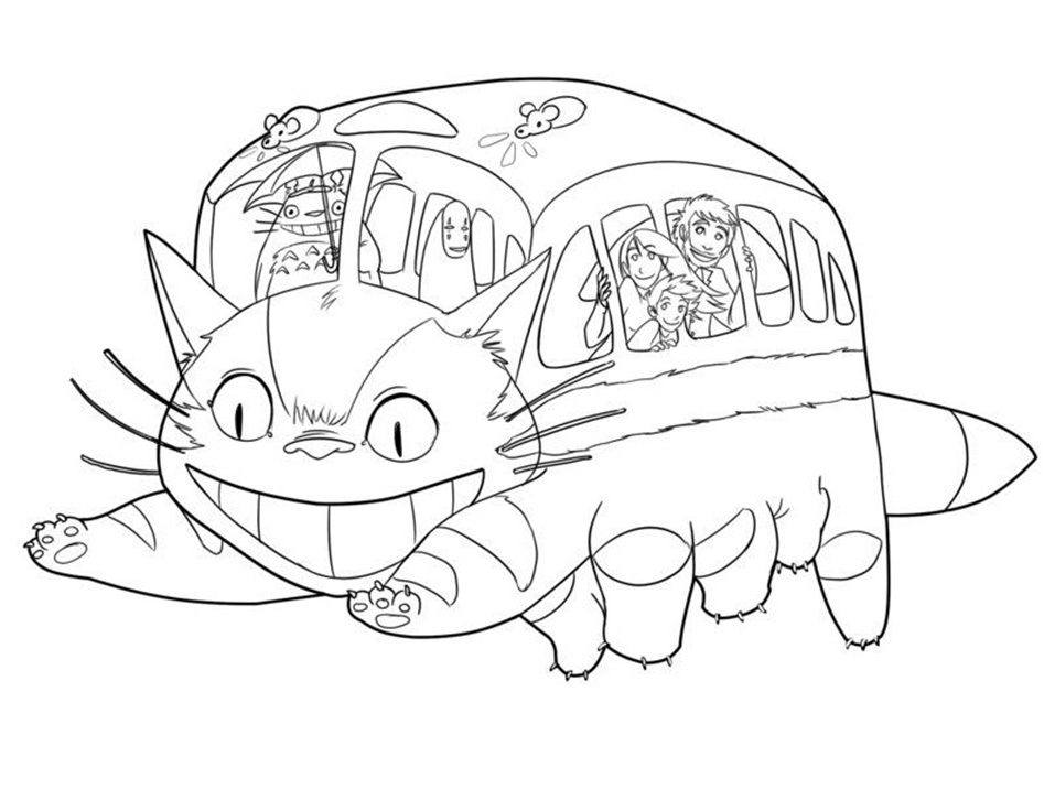 Catbus 8 Coloring Page - Anime Coloring Pages