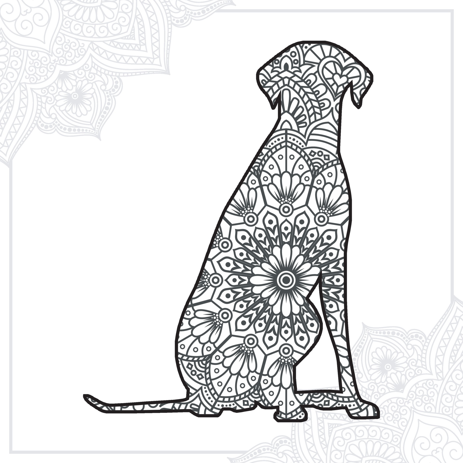 Dog Mandala Vector Art, Icons, and Graphics for Free Download