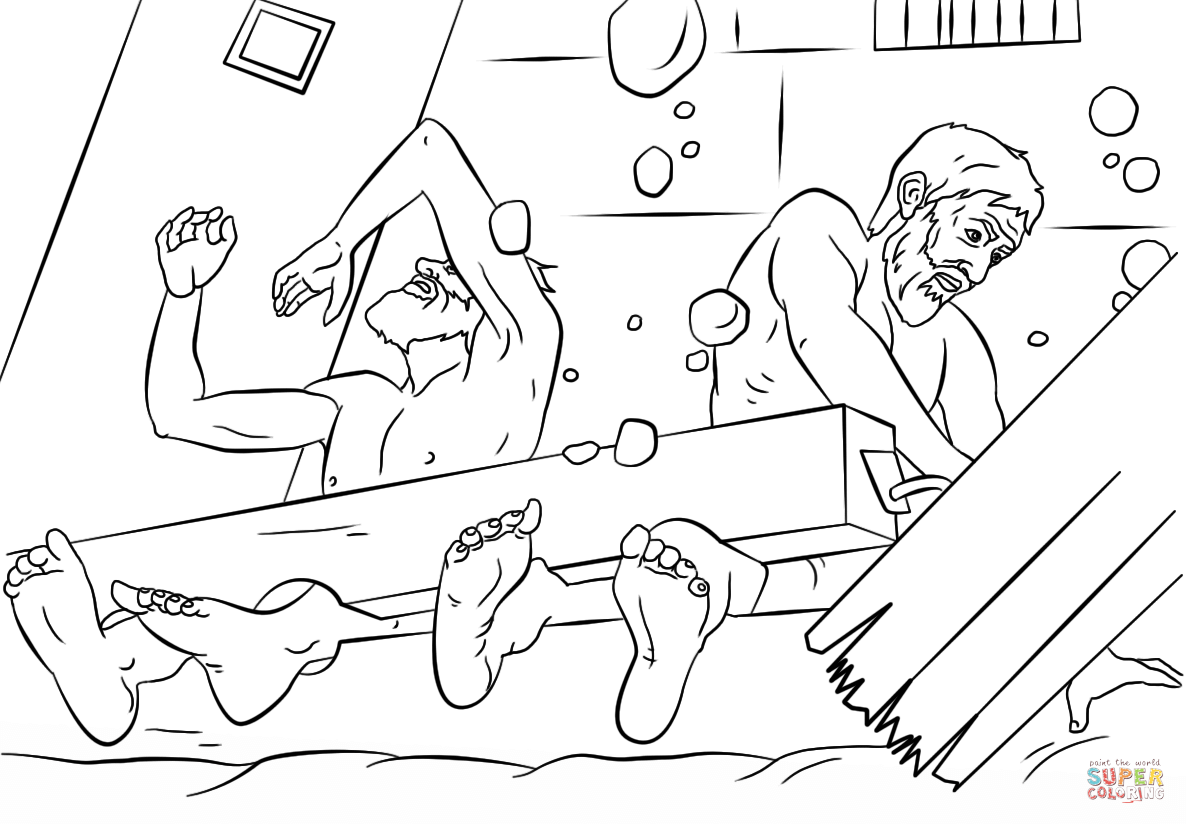 Paul and Silas Survives Earthquake coloring page | Free Printable Coloring  Pages