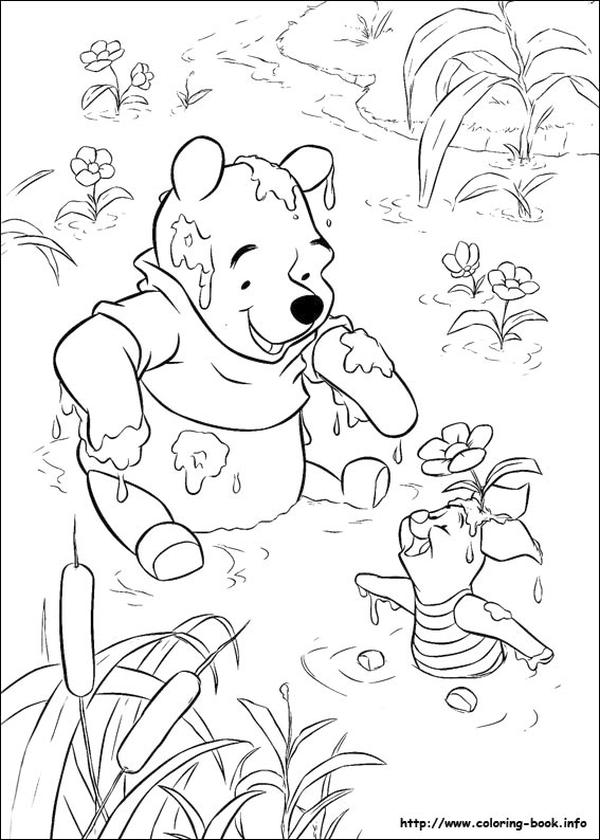 Get This Winnie the Pooh Coloring Pages Cute Pooh Playing Mud with Piglet !