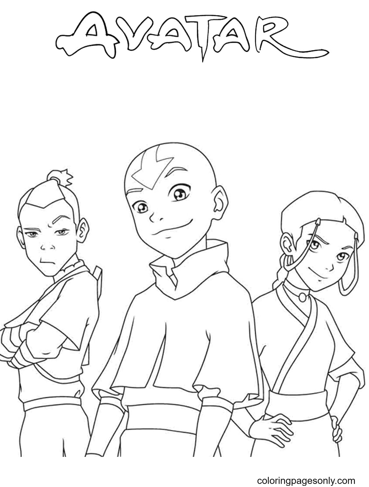 Sokka, Aang and Katara Coloring Pages - Avatar Coloring Pages - Coloring  Pages For Kids And Adults