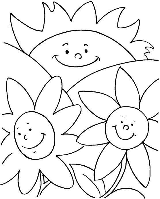 Happy flowers coloring page | Download Free Happy flowers coloring page for  kids | Best Coloring Pages