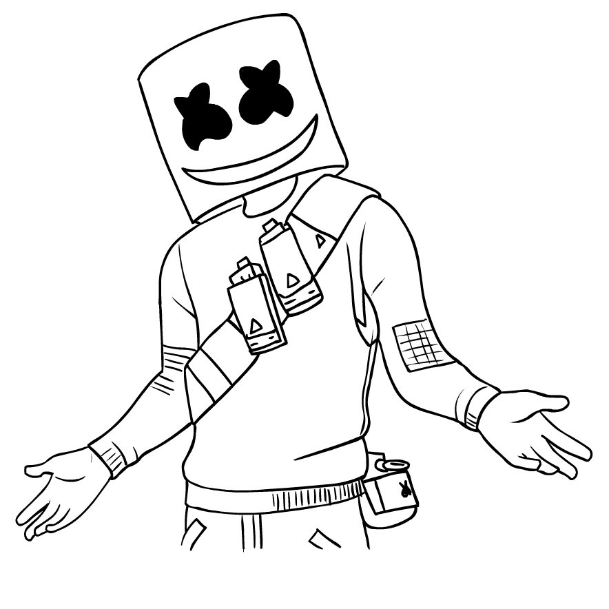 Marshmello from Fortnite coloring page