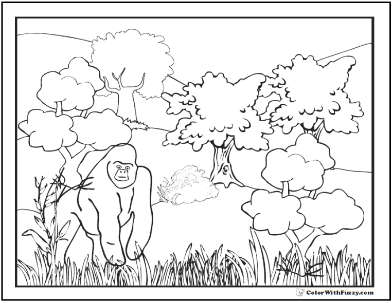 Gorilla Coloring Pages: Print And Customize