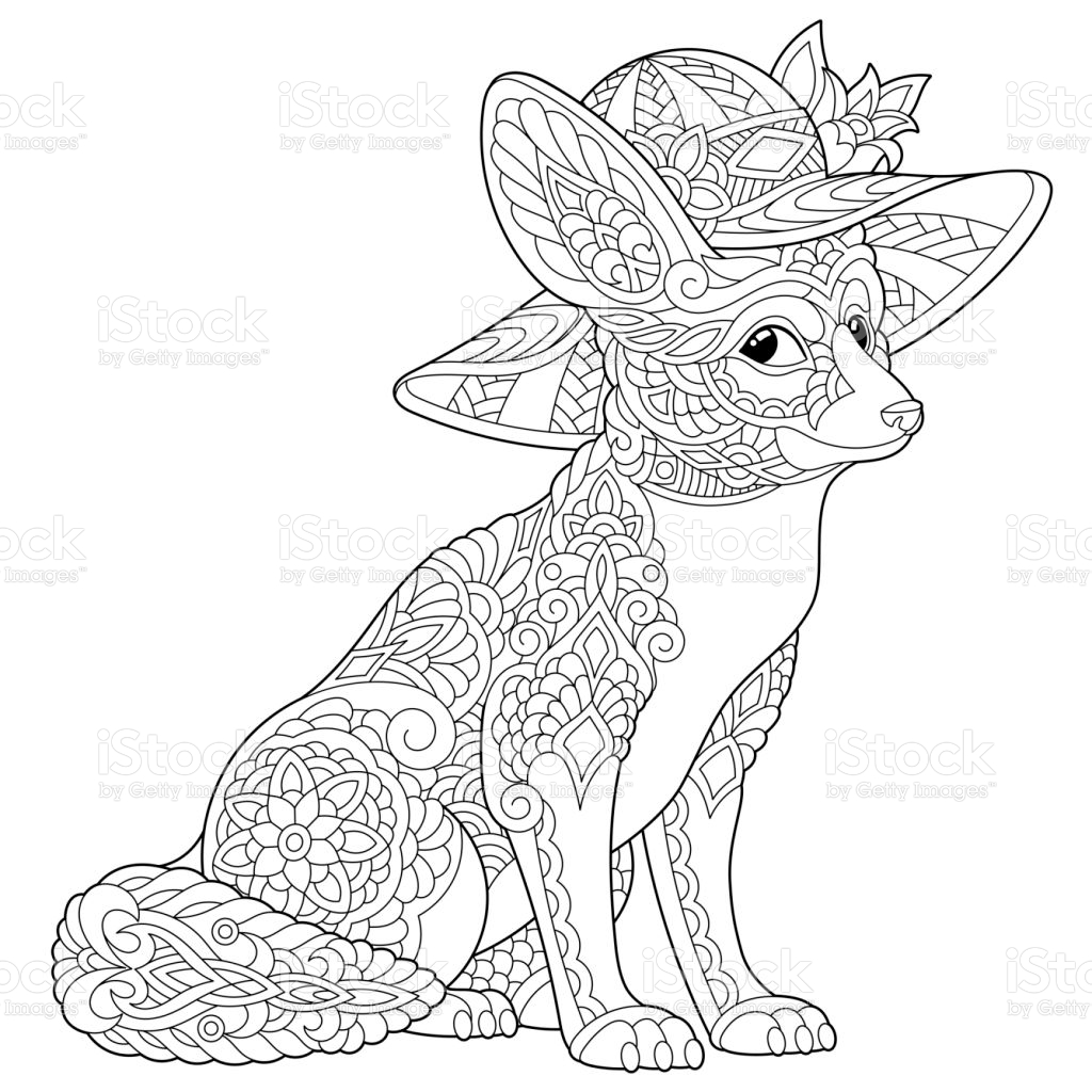 Coloring Page Of Fennec Fox Stock Illustration - Download Image ...
