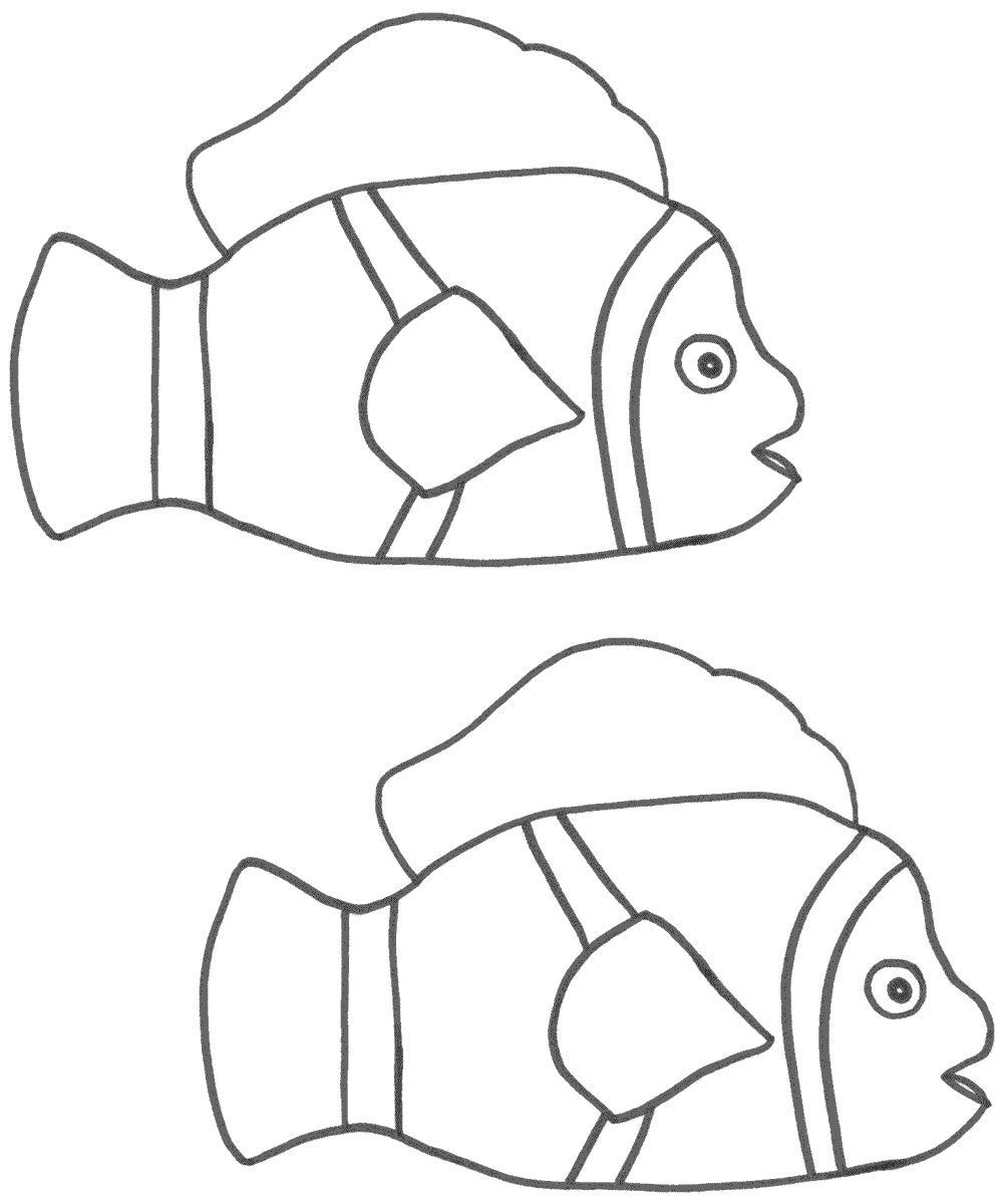 Two Clown Fish - Coloring Page (Fish)