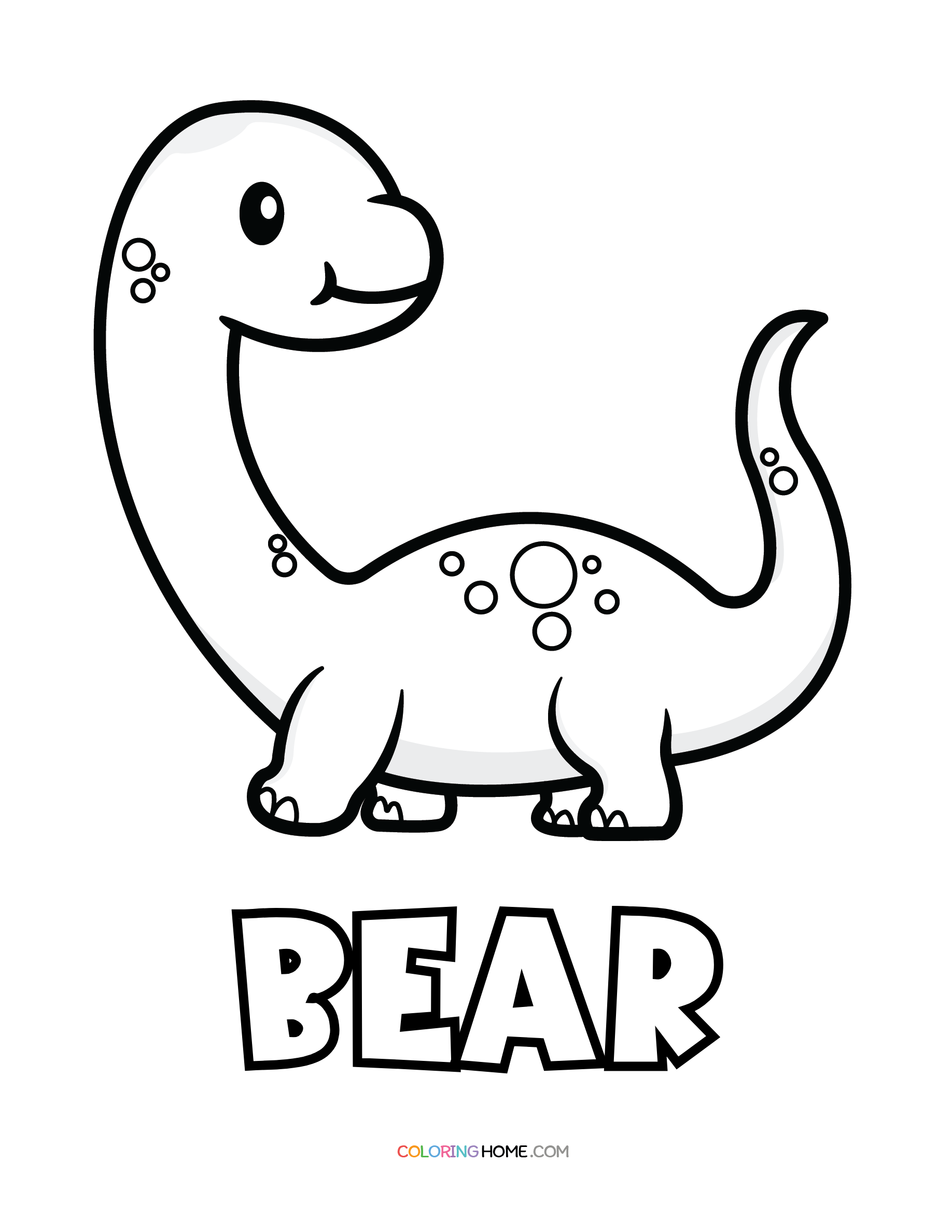 Bear dinosaur coloring page