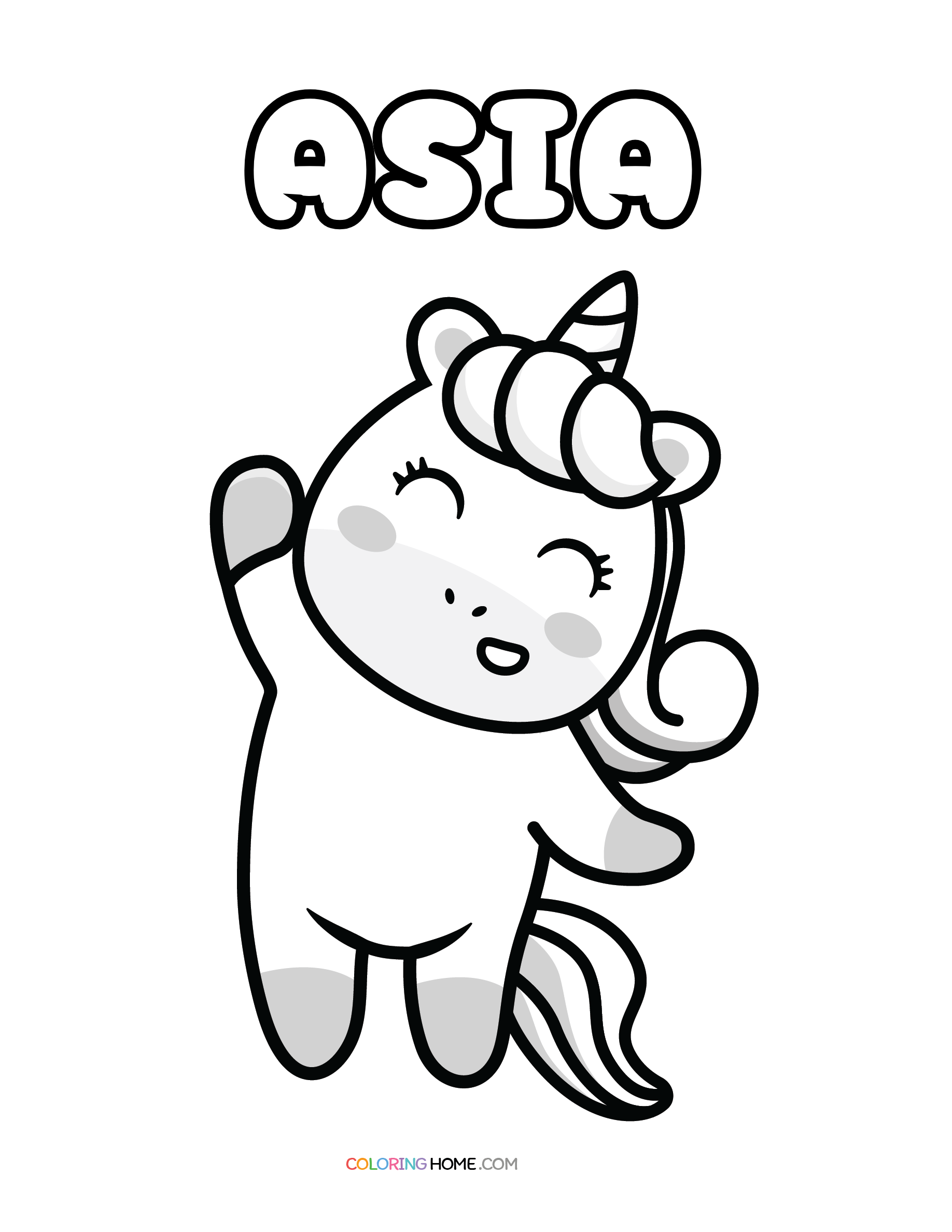 Asia unicorn coloring page