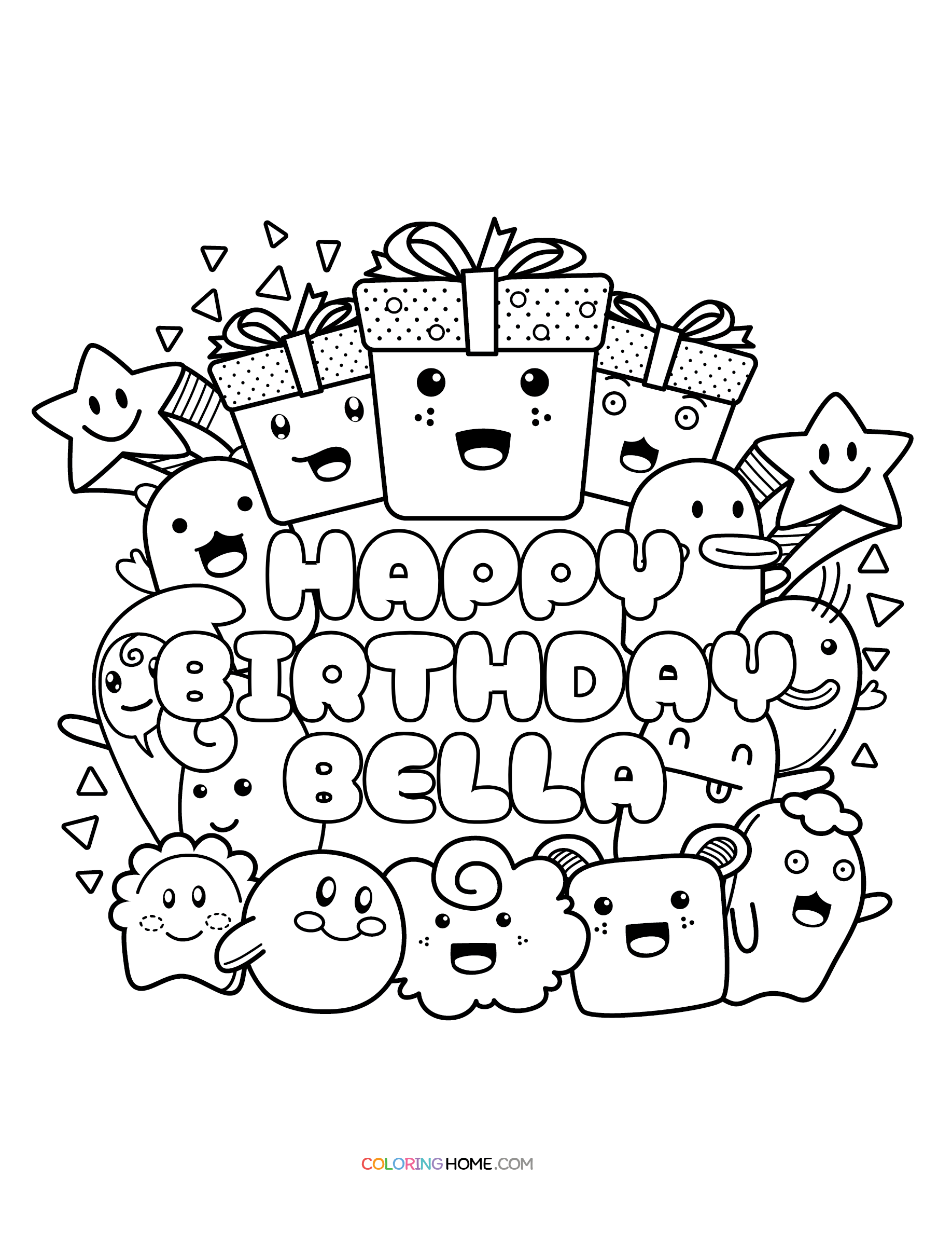 Happy Birthday Bella coloring page