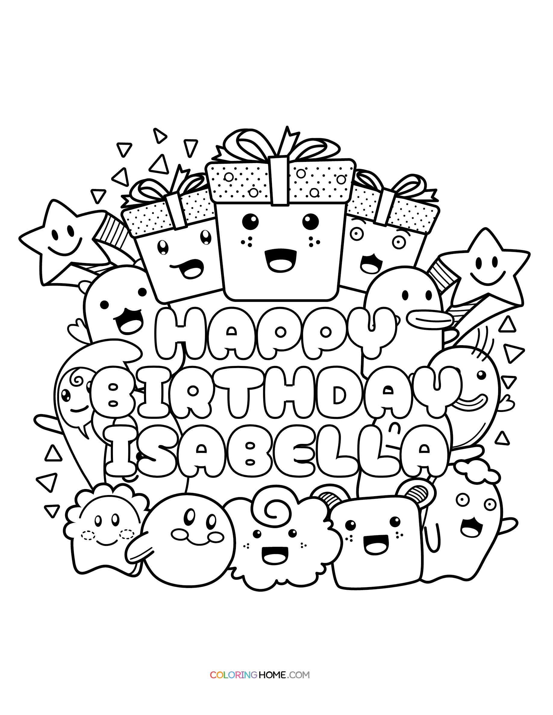 Happy Birthday Isabella coloring page