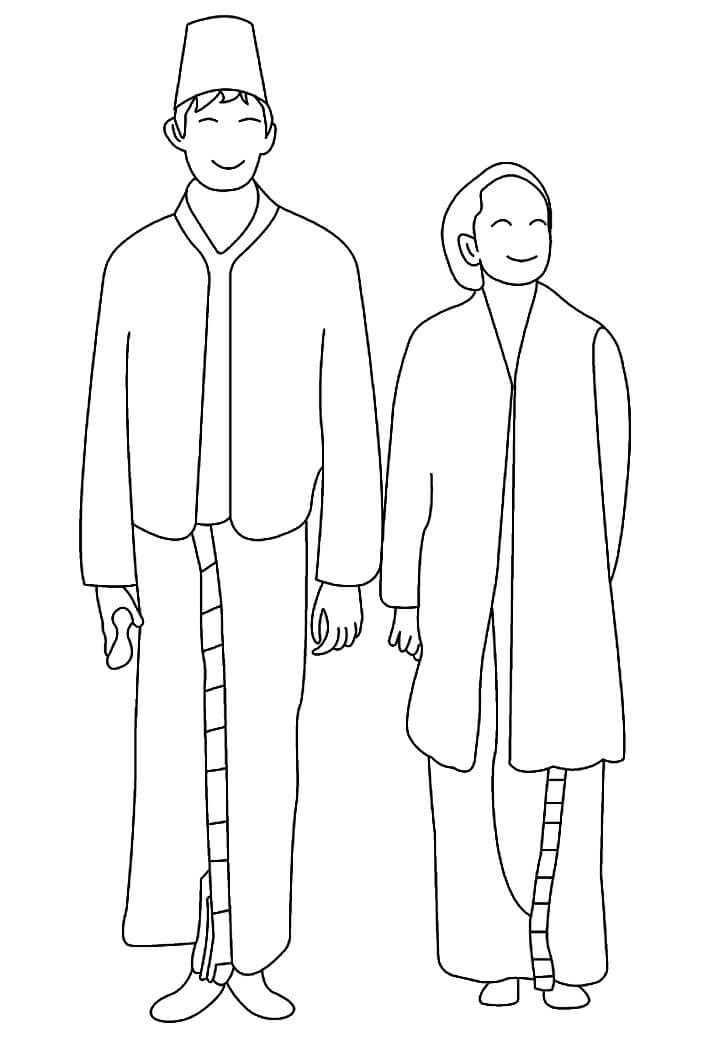 Indonesian Costume Coloring Pages - Coloring Cool