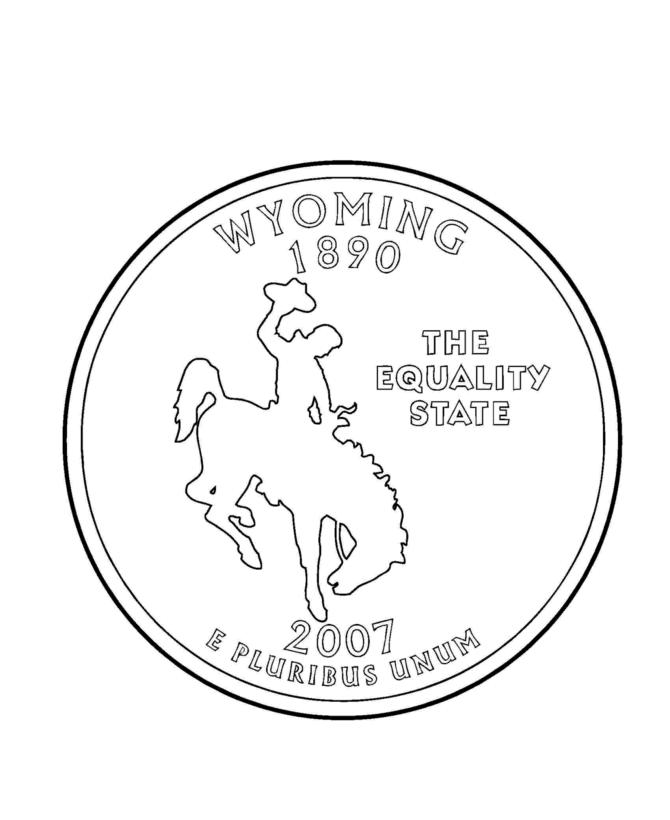 USA-Printables: Wyoming State Quarter - US States Coloring Pages