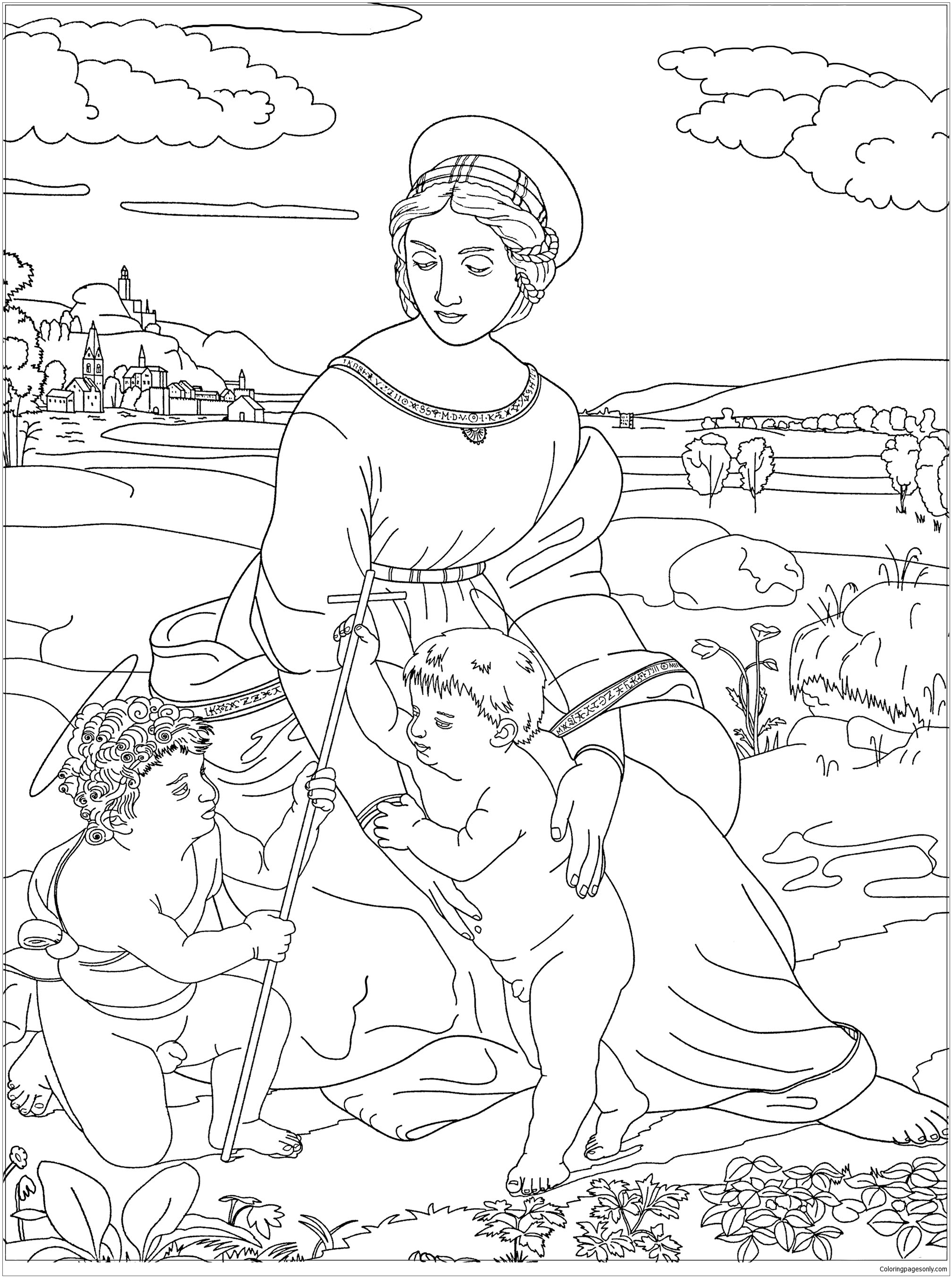Raphael Madonna of the Meadow Coloring Pages - Arts & Culture Coloring Pages  - Free Printable Coloring Pages Online