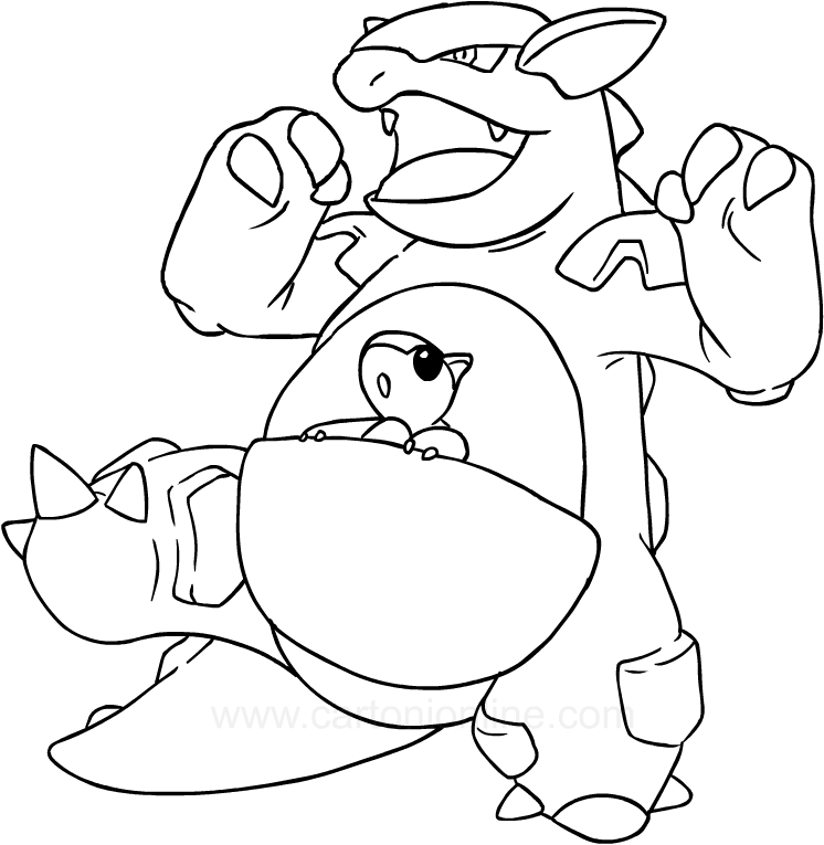 Drawing Kangaskhan of the Pokemon coloring page