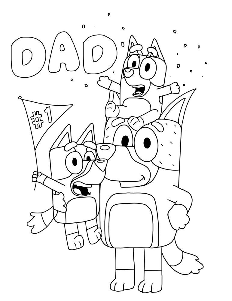 Bluey Father's Day Coloring Page | Fathers day coloring page, Family coloring  pages, Coloring books