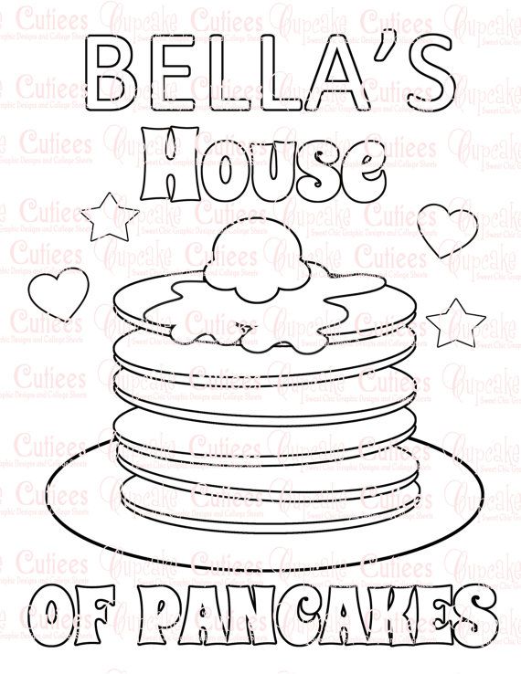 Pancake Party Custom Name Coloring Pages by CupcakeCutieesParty ...