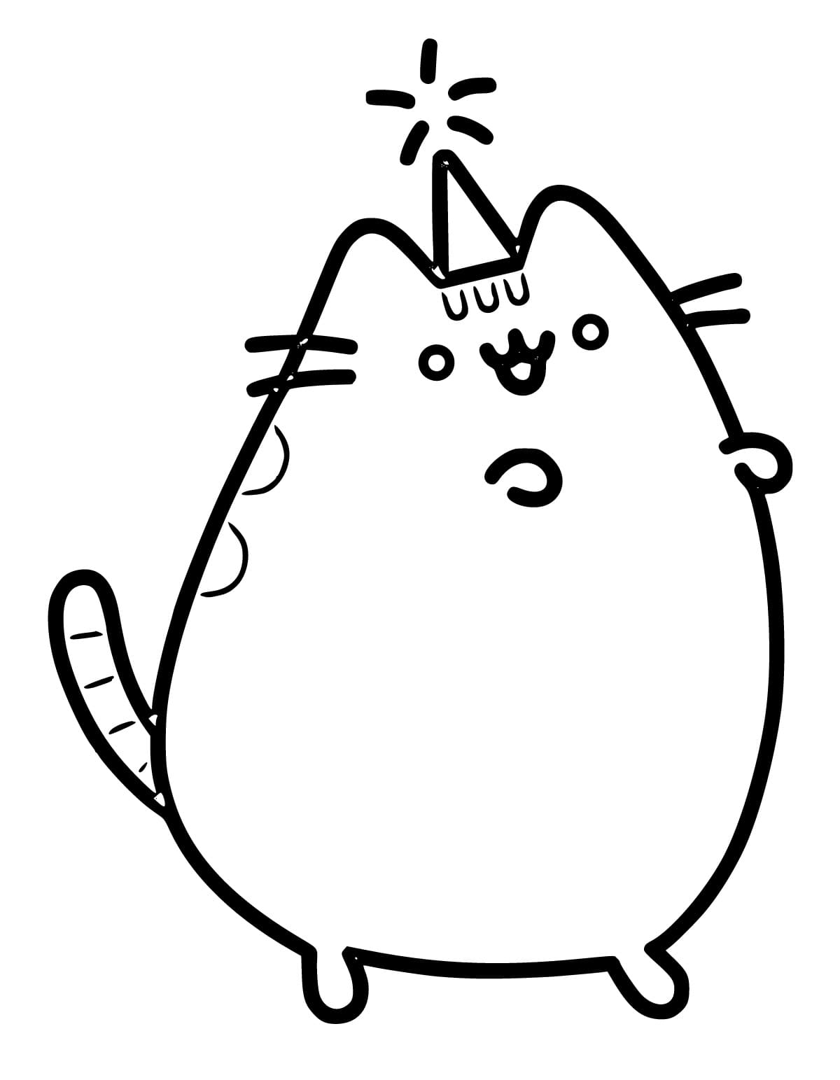 Pusheen and Party Hat coloring page ...