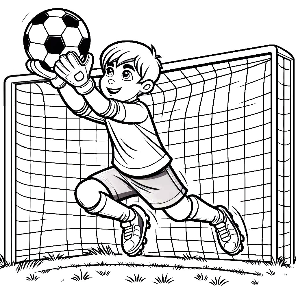 Boy Goalkeeper Catches Soccer Ball ...