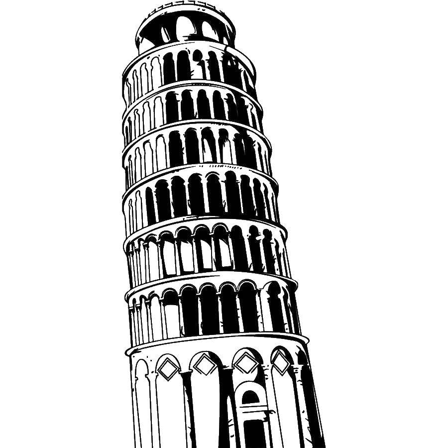 Online coloring pages Coloring page The leaning tower of Pisa the leaning  tower of Pisa, Download print coloring page.