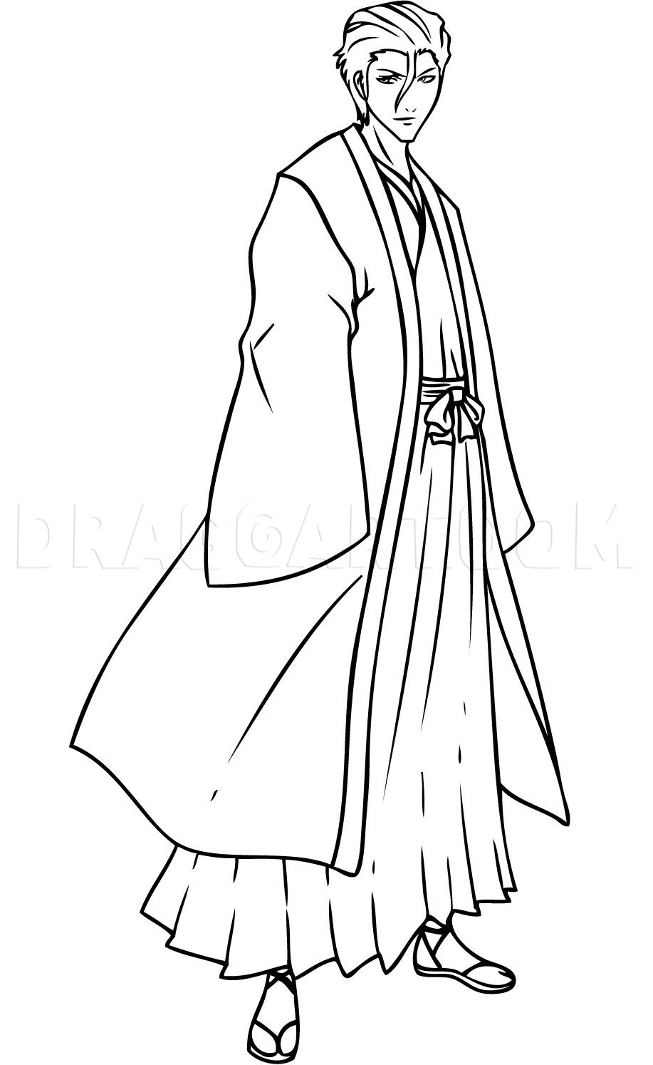 How to Draw Aizen, Coloring Page, Trace Drawing